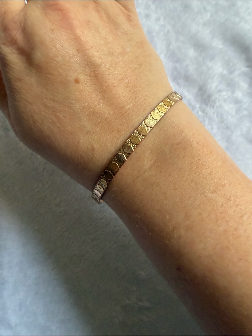 Textured Gold-Tone Women's Bracelet - Sleek Slim Design
